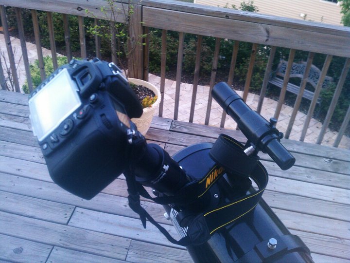 Nikon D7000 attached to the telescope